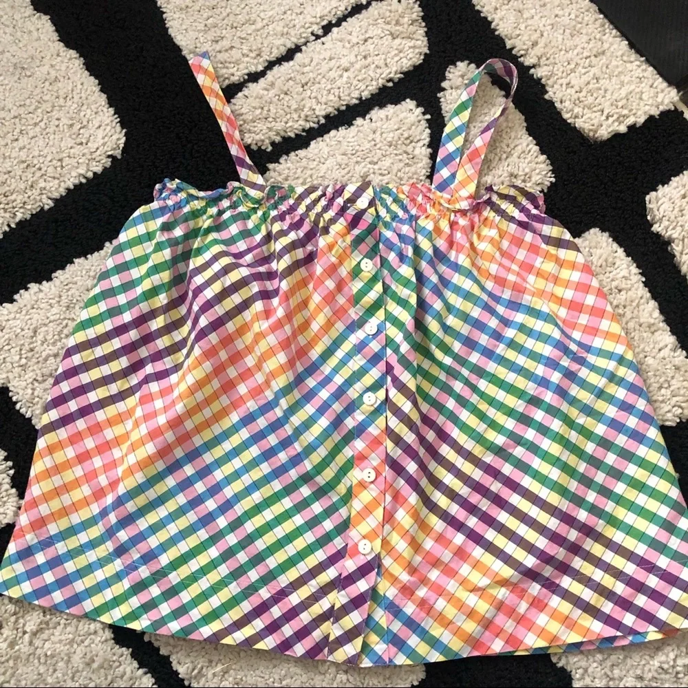 JCREW Multicolor Plaid Gingham Sleeveless Button Top